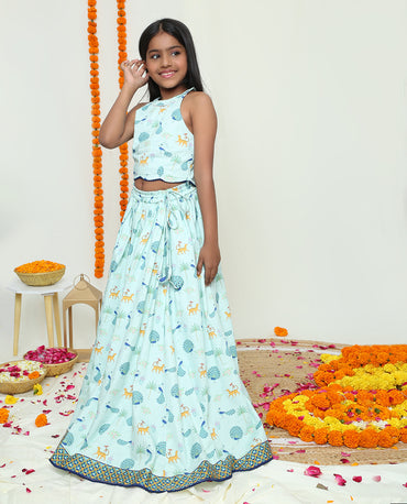 Rangeen Mor Lehanga and Halter Neck Blouse