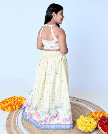 Shahi Ghoda Lehenga and halter neck blouse