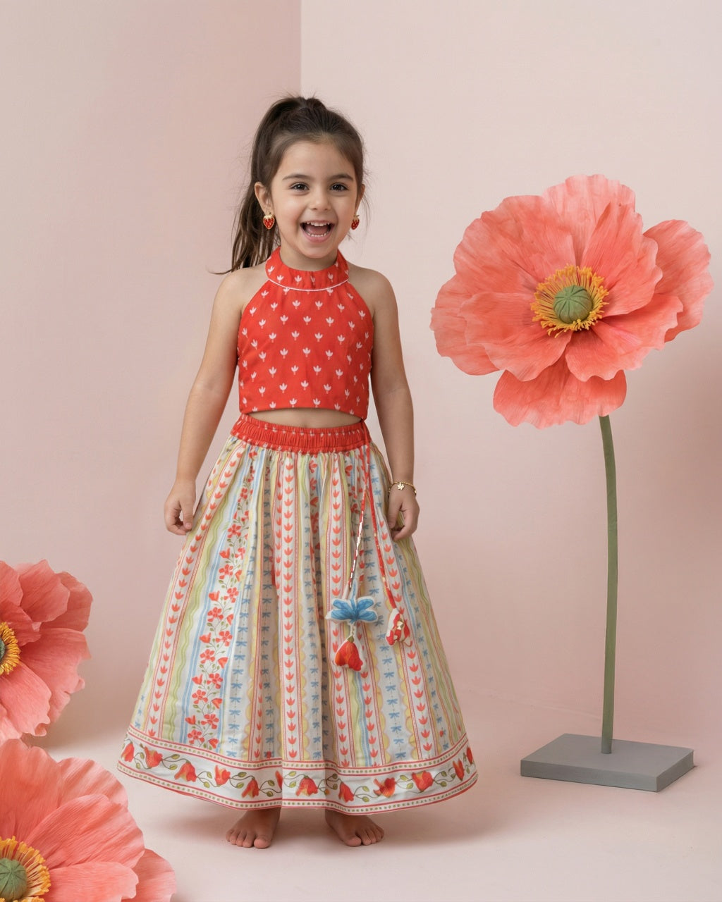 Red Bloom Lehenga Set