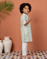 Mint Green Printed Kurta Pant Set