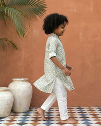 Mint Green Printed Kurta Pant Set