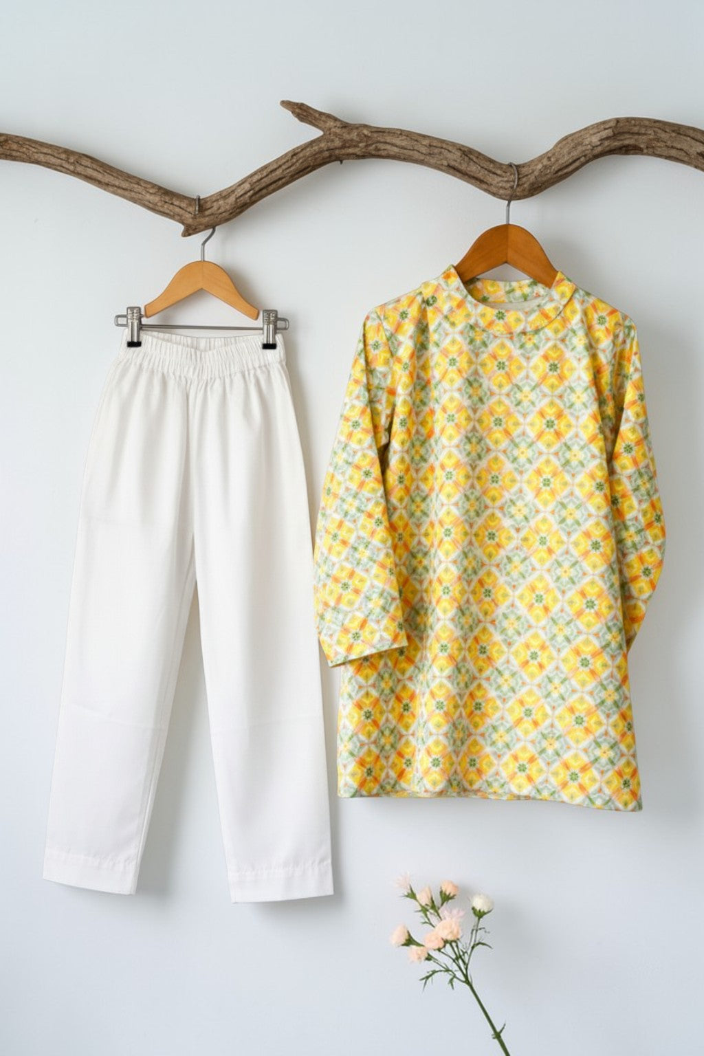 Sage Green Printed Kurta Pant Set