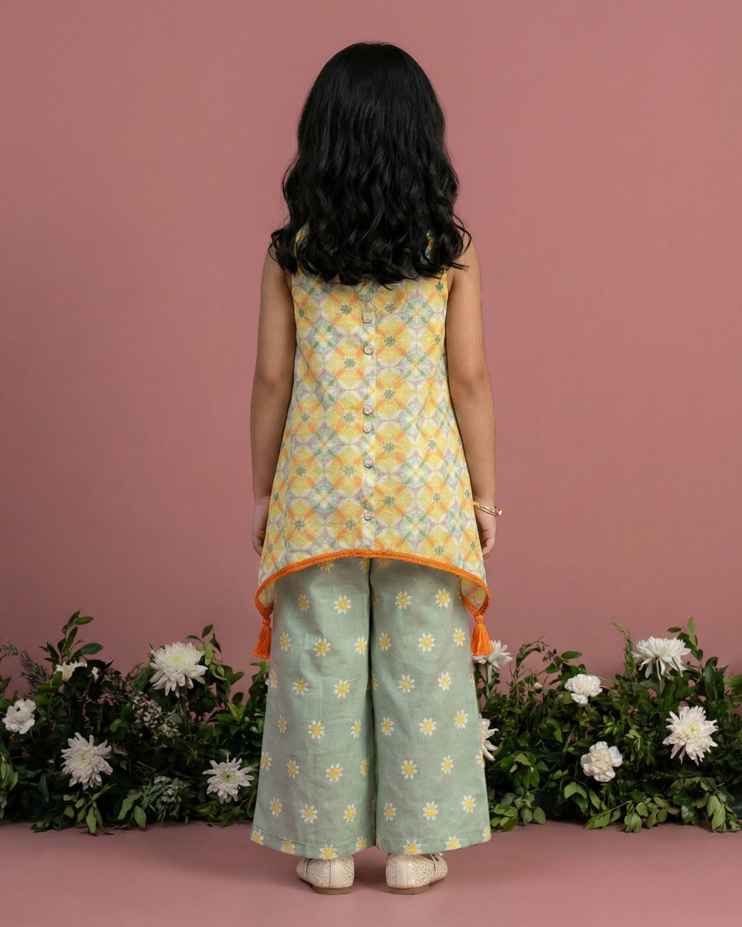 Sage Green Tile Palazzo Set