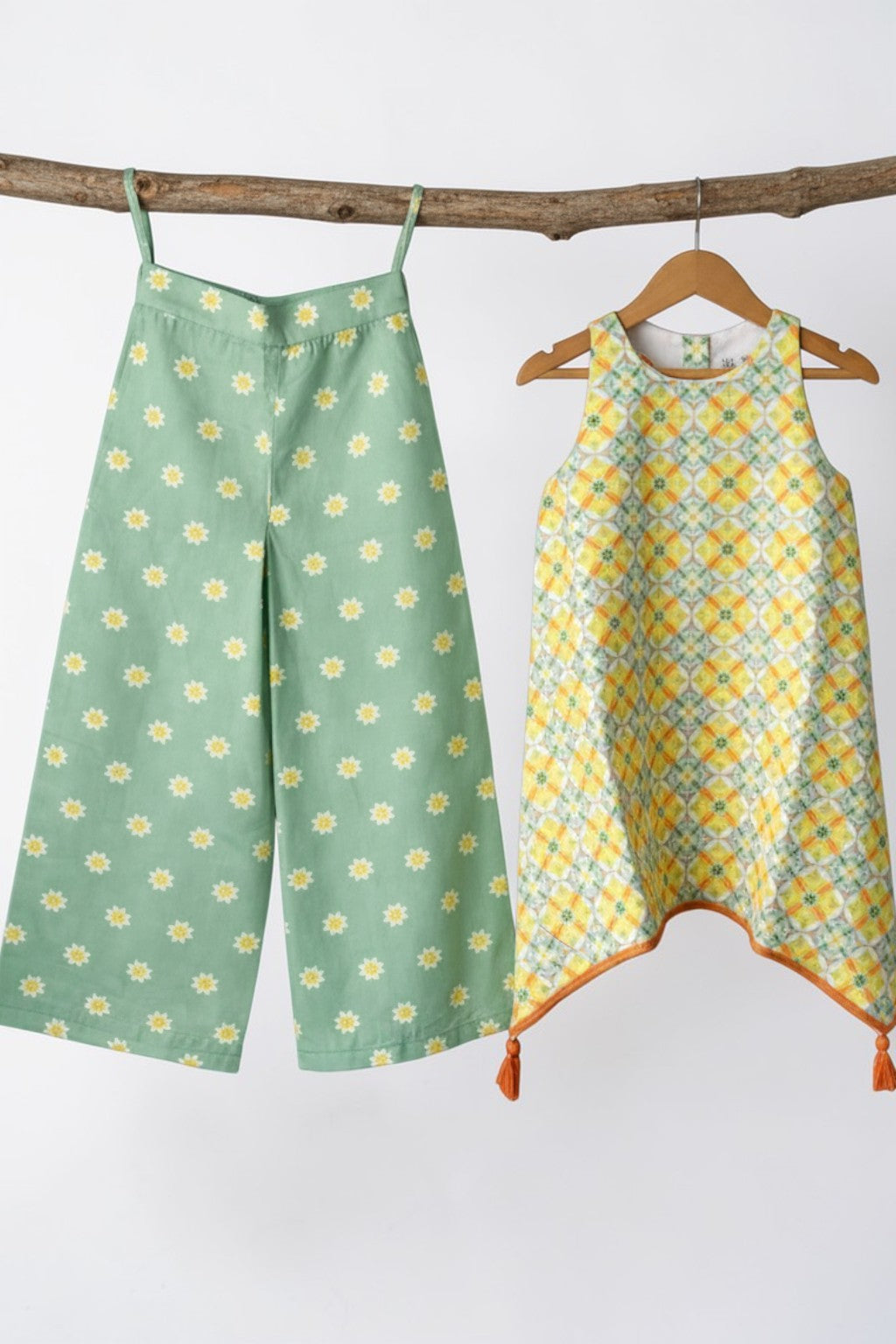 Sage Green Tile Palazzo Set