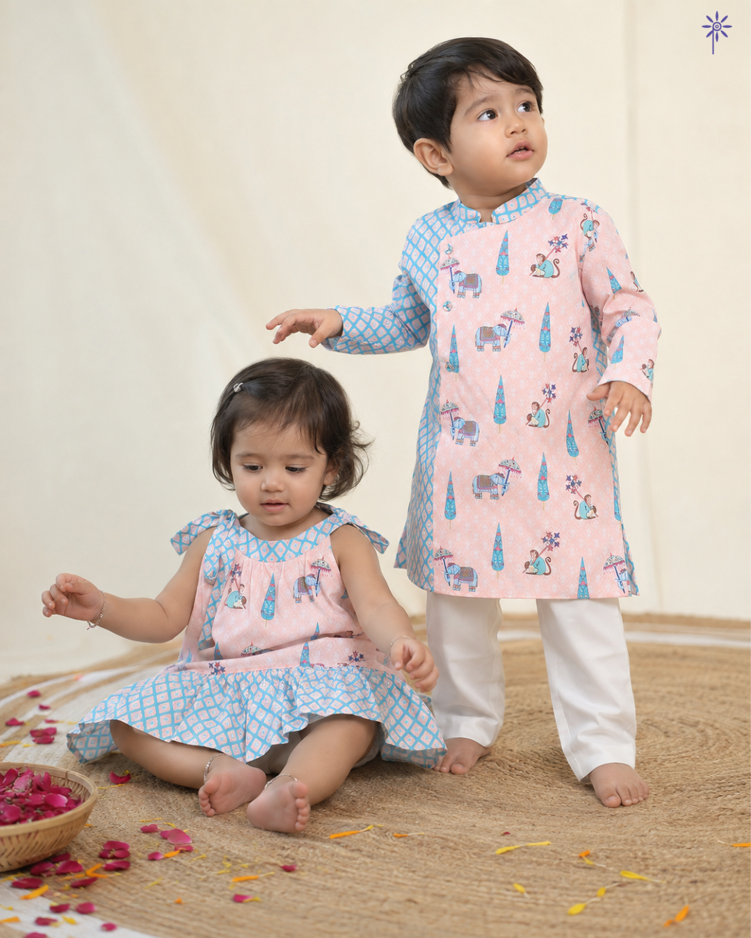 Natkhat Bandar Assymetric Kurta and Pyjama set