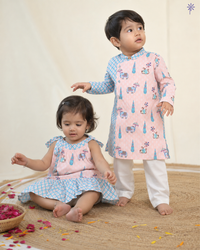 Natkhat Bandar Assymetric Kurta and Pyjama set